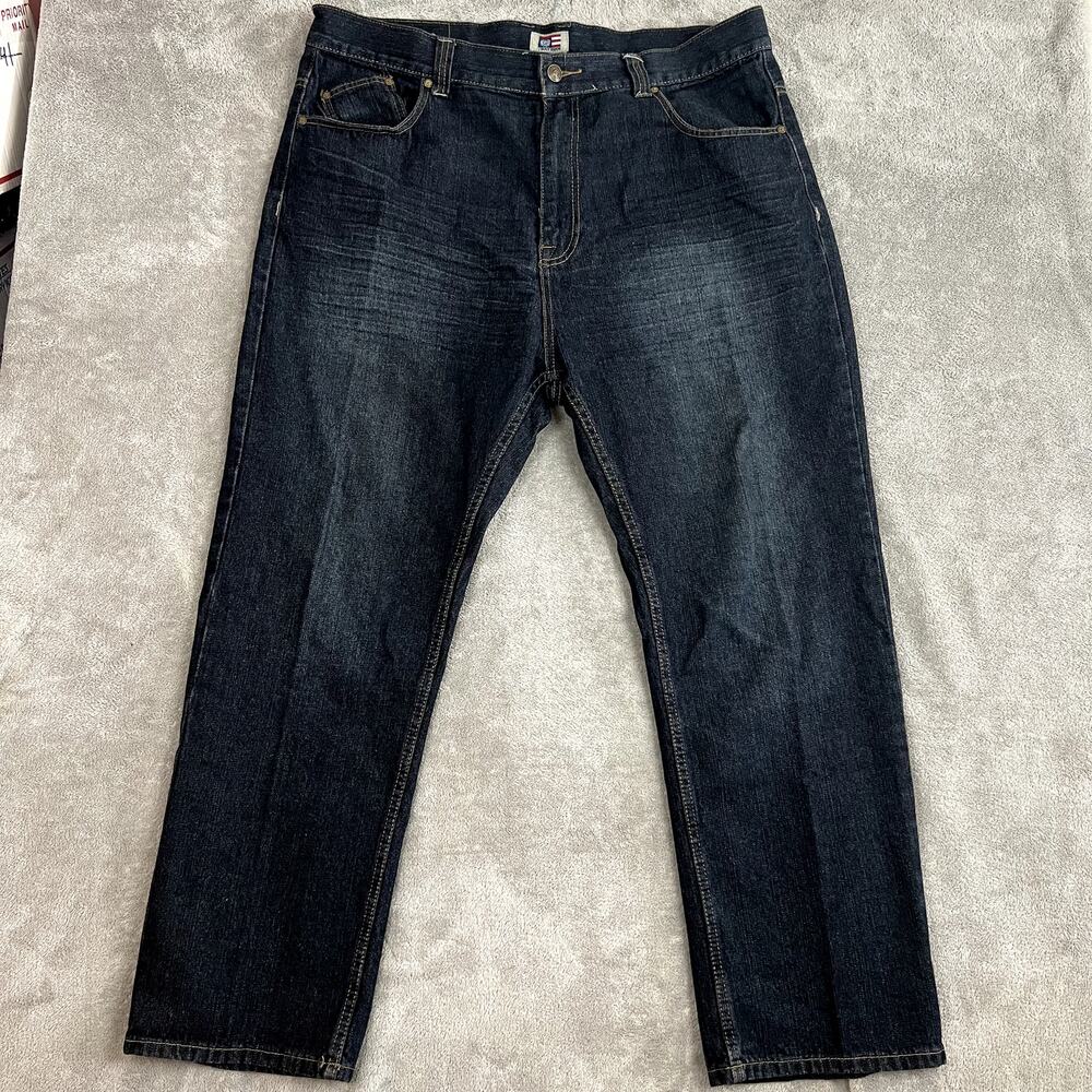 Vintage Y2K Phat Farm Baggy Jeans Mens 42 x 32 Dark Wash Studded Pockets